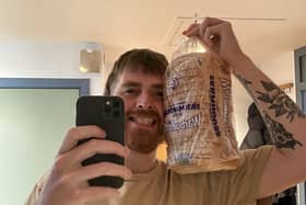 .Christopher Gribben, 28, has always loved making sandwiches - his favourite meal - and has never been afraid to experiment with unusual flavours. Credit SWNS