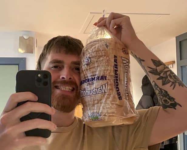 .Christopher Gribben, 28, has always loved making sandwiches - his favourite meal - and has never been afraid to experiment with unusual flavours. Credit SWNS