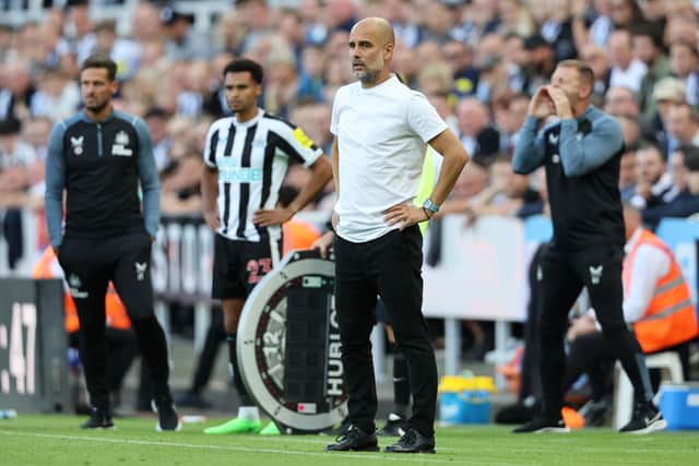 Guardiola saw his side drop points for the first time this season. Credit: Getty.