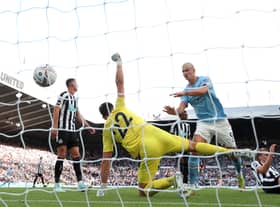 Pep Guardiola explained the difference in Erling Haaland’s displays against Bournemouth and Newcastle. Credit: Getty.