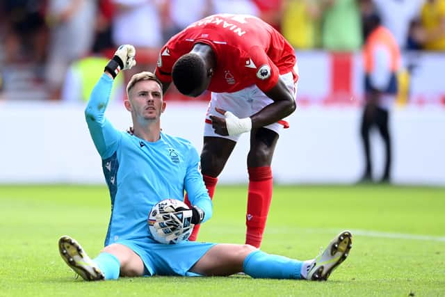 Henderson saved Declan Rice’s penalty to help secure Forest’s first win of the season on August 14. Credit: Getty. 