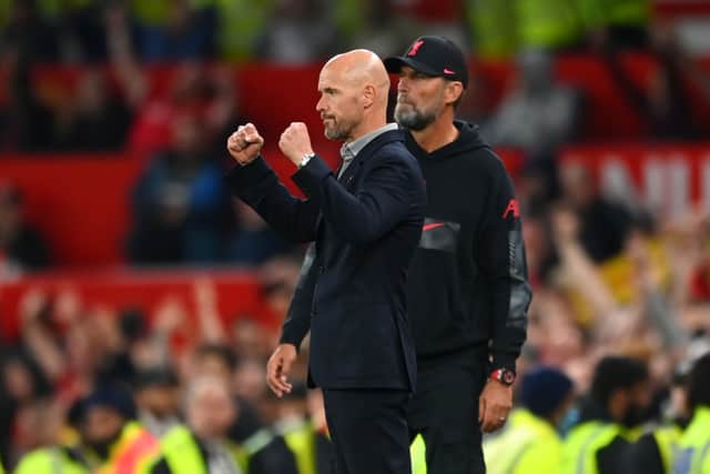 Ten Hag picked up a first United win on Monday. Credit: Getty.