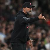 Jurgen Klopp and Bruno Fernandes exchanged words in Manchester United’s 2-1 win over Liverpool. Credit: Getty.