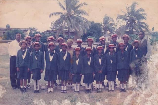 Yetti and her class in her schooldays in Nigeria