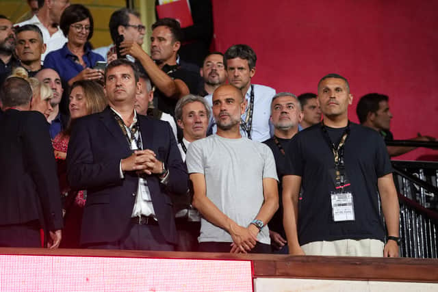 Ferran Soriano, Pep Guardiola and Khaldoon Al Mubarak were in attendance at Girona vs Getafe on Monday. Credit: Getty.