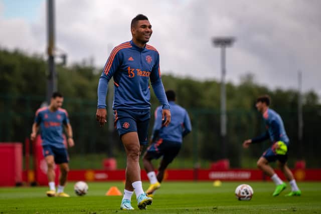 Casemiro trained with his new team-mates earlier this week and could play against Southampton on Saturday. Credit: Getty.