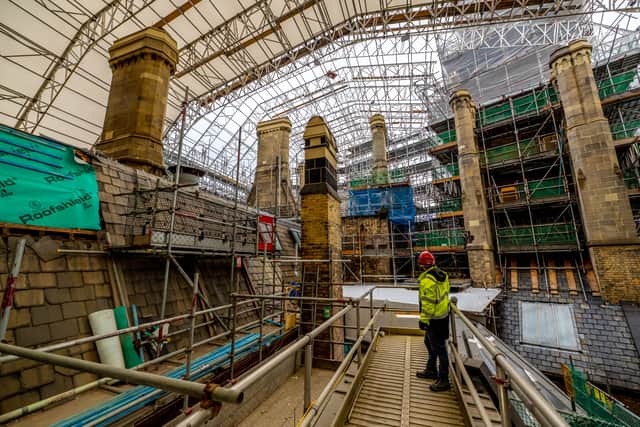 A sneak peek inside the scaffolding on the roof of the Town Hall. Credit: Manchester City Council