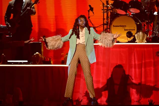 Little Simz performs during The BRIT Awards 2022 at The O2 Arena on February 08, 2022 in London, England. (Photo by Gareth Cattermole/Getty Images )