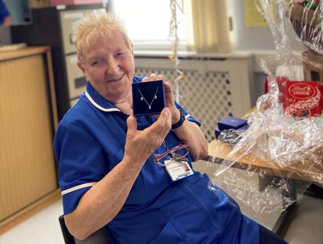Norma Newcombe is thought to be Britain’s oldest working nurse Credit: Wrightington, Wigan and Leigh Teaching Hospitals