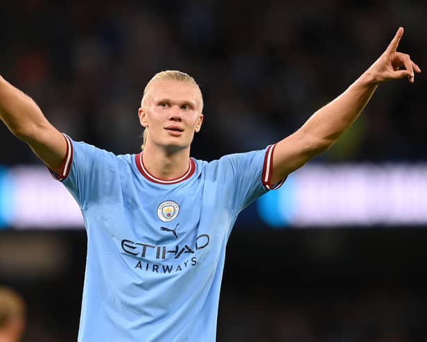 Erling Haaland netted a hat-trick as Manchester City beat Nottingham Forest. Credit: Getty.