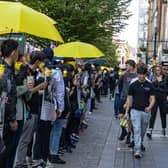 The human chain protest in Manchester city centre