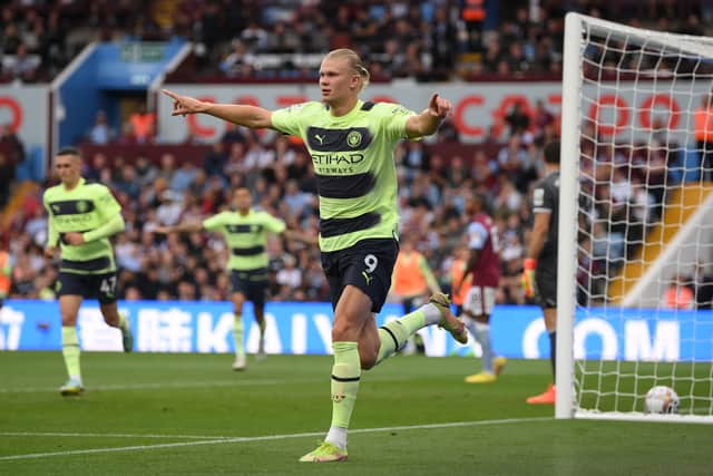 Erling Haaland scored City’s only goal against Aston Villa on Saturday. Credit: Getty. 