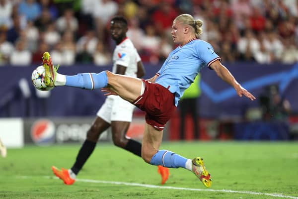 Erling Haaland scored two as Manchester City beat Sevilla 4-0.