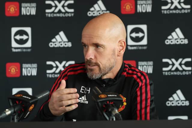 Ten Hag spoke to the press on Wednesday ahead of the clash with Sociedad. Credit: Getty.