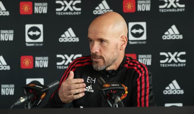 Ten Hag spoke to the press on Wednesday ahead of the clash with Sociedad. Credit: Getty.