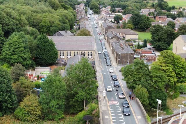 Milnrow in Rochdale with tailbacks Credit: Dave Berry.