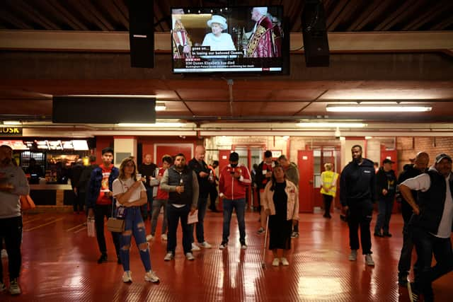 The usual pre-match TV build-up was replaced by news coverage of The Queen’s death. Credit: Getty.