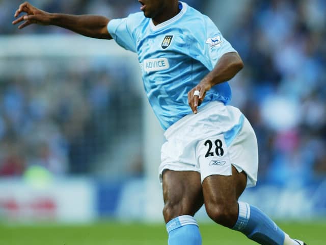 Trevor Sinclair at Man City in 2003 Credit: Getty
