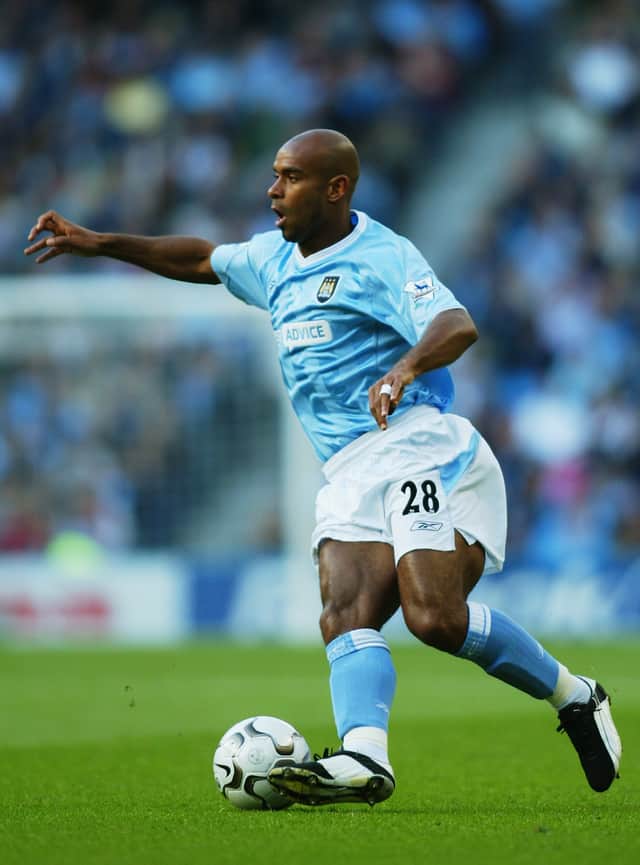 Trevor Sinclair at Man City in 2003 Credit: Getty