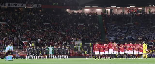 United held a minute’s silence before Thursday’s Europa League game against Real Sociedad. Credit: Getty.