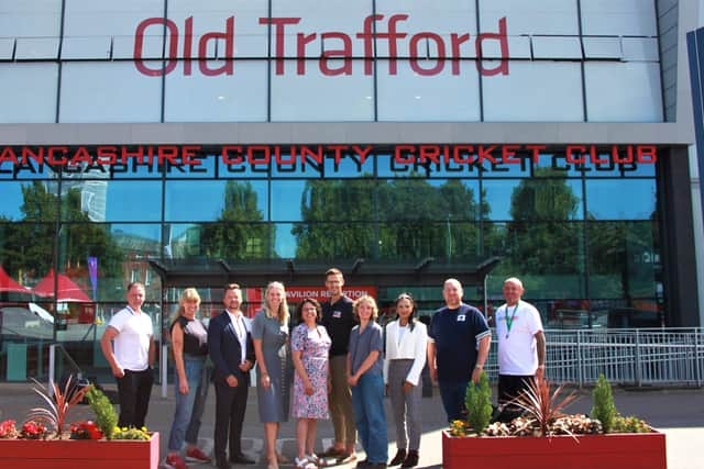 Bianca Robinson, CEO at CEO Sleepout, at Lancashire County Cricket Club with participants of the upcoming CEO Sleepout event in Manchester. Credit: CEO Sleepout