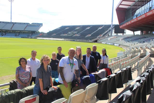 Bianca Robinson, CEO at CEO Sleepout, at Lancashire County Cricket Club with participants of the upcoming CEO Sleepout event in Manchester. Credit: CEO Sleepout