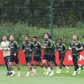 Manchester United players in training ahead of the game against Sheriff Tiraspol. Credit: Getty.