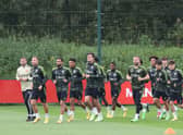 Manchester United players in training ahead of the game against Sheriff Tiraspol. Credit: Getty.