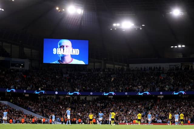 Haaland was on target again in midweek for Manchester City. Credit: Getty.