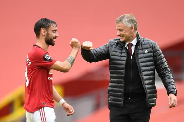 Solskjaer played a big role in Fernandes joining United. Credit: Getty.