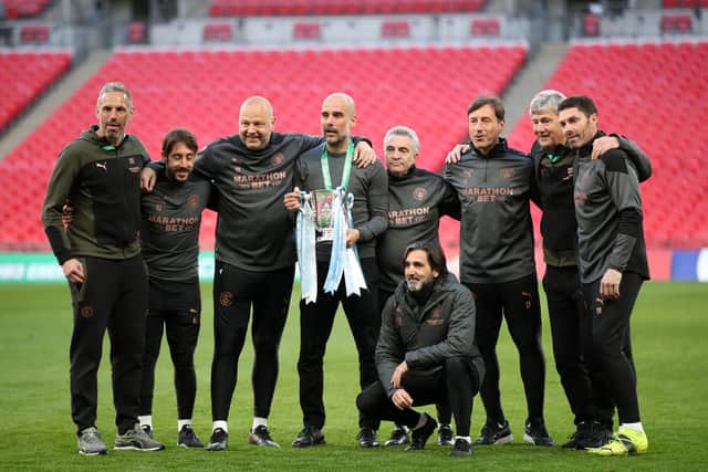 Pep Guardiola has guided City to four League Cups in six full seasons at the club. Credit: Getty.