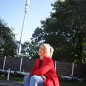 Clare Brophy came home from work to find a massive telecomms mast ‘Rocket’ at the end of her back garden. Credit: Anthony Moss | MEN