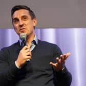 Gary Neville speaking at a fringe meeting on the future of English football during the Labour Party Conference at the ACC Liverpool Credit: PA