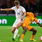 Tyrell Malacia played at centre-back in the Netherlands’ win on Sunday. Credit: Getty.