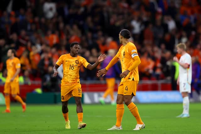 Malacia played alongside Van Dijk at Johan Cruijff ArenA. Credit: Getty.