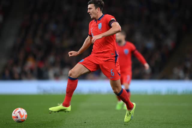 Maguire was moving awkwardly in the latter stages of the game. Credit: Getty.