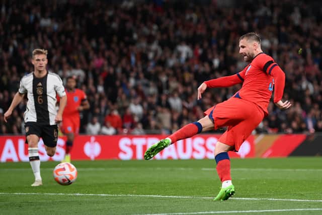 Luke Shaw scored for England against Germany. Credit: Getty.