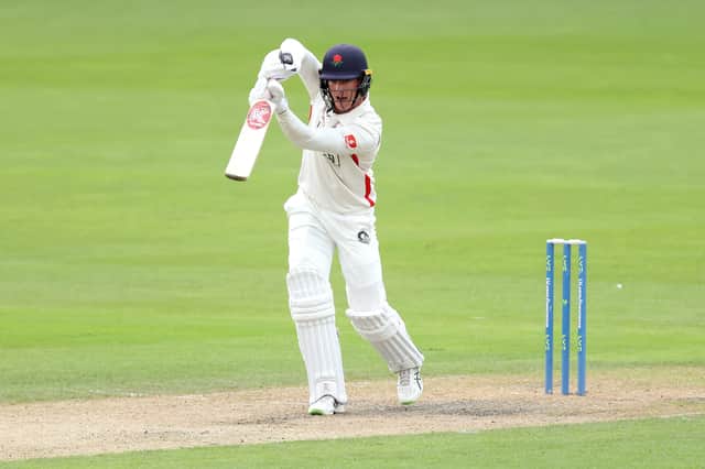 Keaton Jennings of Lancashire bats during the LV= Insurance County Championship match between Lancashire and Kent at Emirates Old Trafford on July 25,