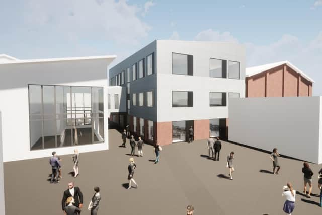 The proposed extension to Ashton Sixth Form College next to the sports hall. Photo: aad architects. 