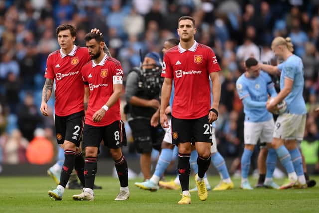 United fell to a 6-3 defeat to City in Sunday’s Manchester derby. Credit: Getty. 