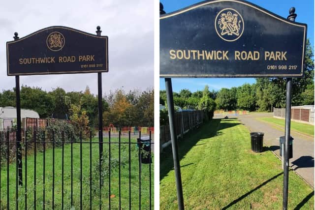 Southwick Road Park on the left in 2020 and again in 2022