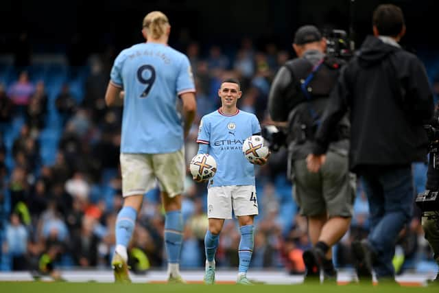 Manchester City returned to club football with a bang on Sunday, beating Manchester United 6-3. Credit: Getty.