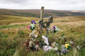 A memorial to Winnie Johnson and Keith Bennett on Saddleworth Moor Credit: Getty