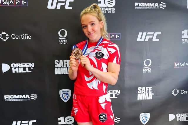 Kelly Staddon with her bronze medal from the European Championships for amateur MMA