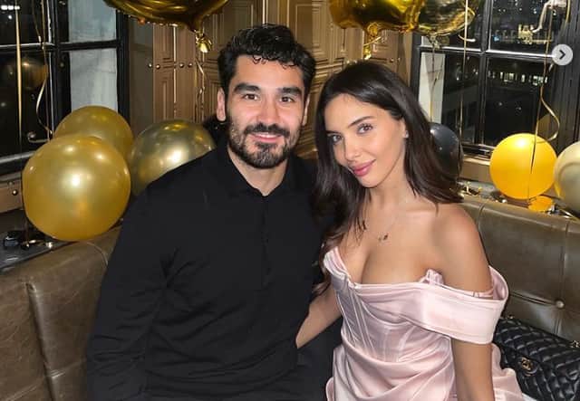 Ilkay Gundogan with wife Sara in Manchester Credit: sarabenamira/ Instagram