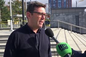 Mayor Andy Burnham speaks about Avanti at MediaCityUK today Credit: LDRS