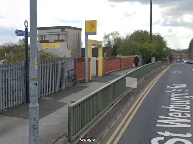 The woman was hit by a tram as it came into the St Werburgh’s Road stop in Chorlton Credit Google