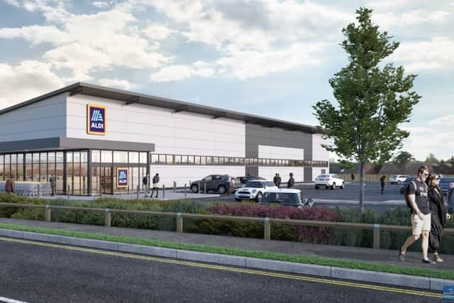 The CGI plans for the new Aldi store in Chadderton. Photo: The Harris Partnership/Aldi.