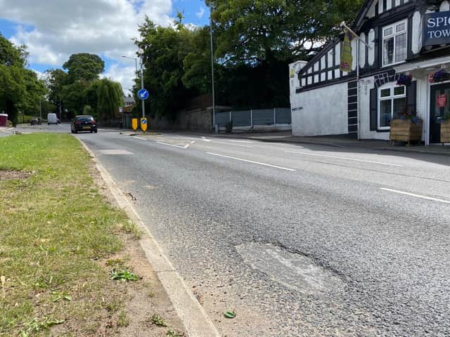 A pothole on Marple Road in Stockport