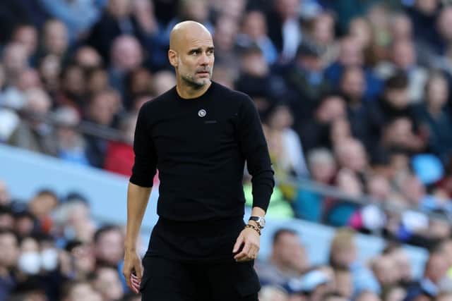 Guardiola isn’t happy with Mahrez’s start to the season. Credit: Getty.